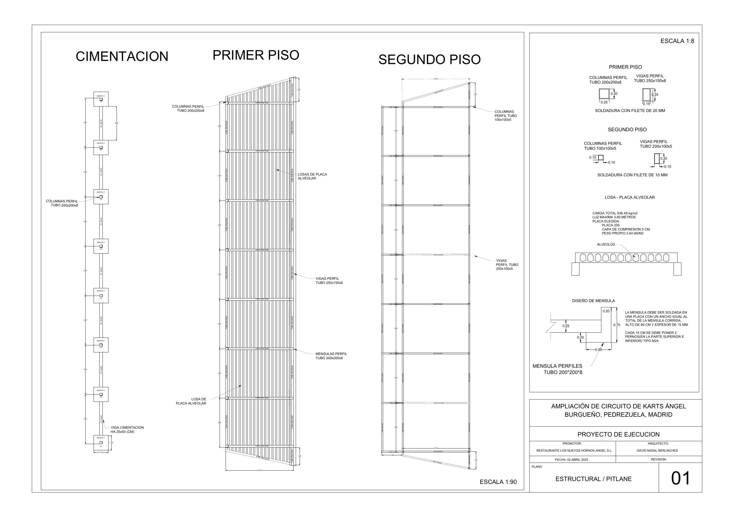 Structural drawings prepared for the karting complex