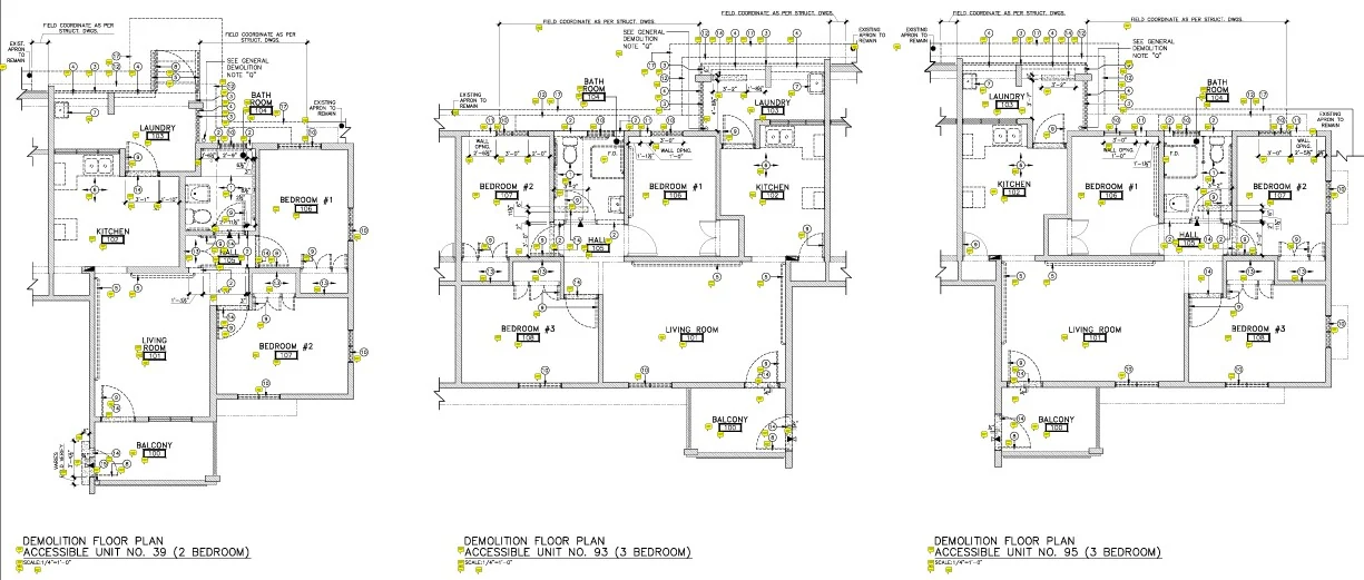 Demolition plans for accessible housing renovation in Puerto Rico