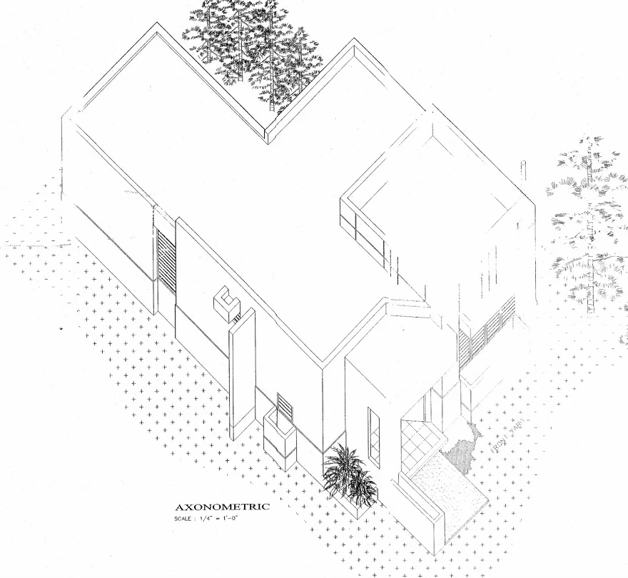 Axonometric view of a Puerto Rico house renovation project